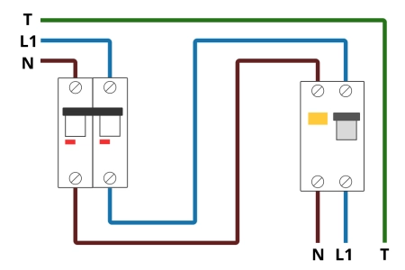 Diagrama de conexión del interruptor diferencial